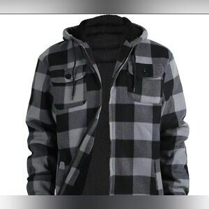 Black and Gray Plaid Button-Up Shirt